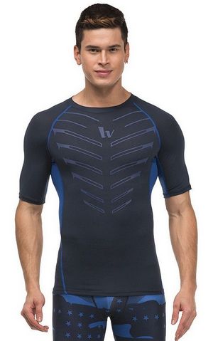 YG1038-8 Men’s Compression Short Sleeve Printed Sports Shirt Skin Running Tee